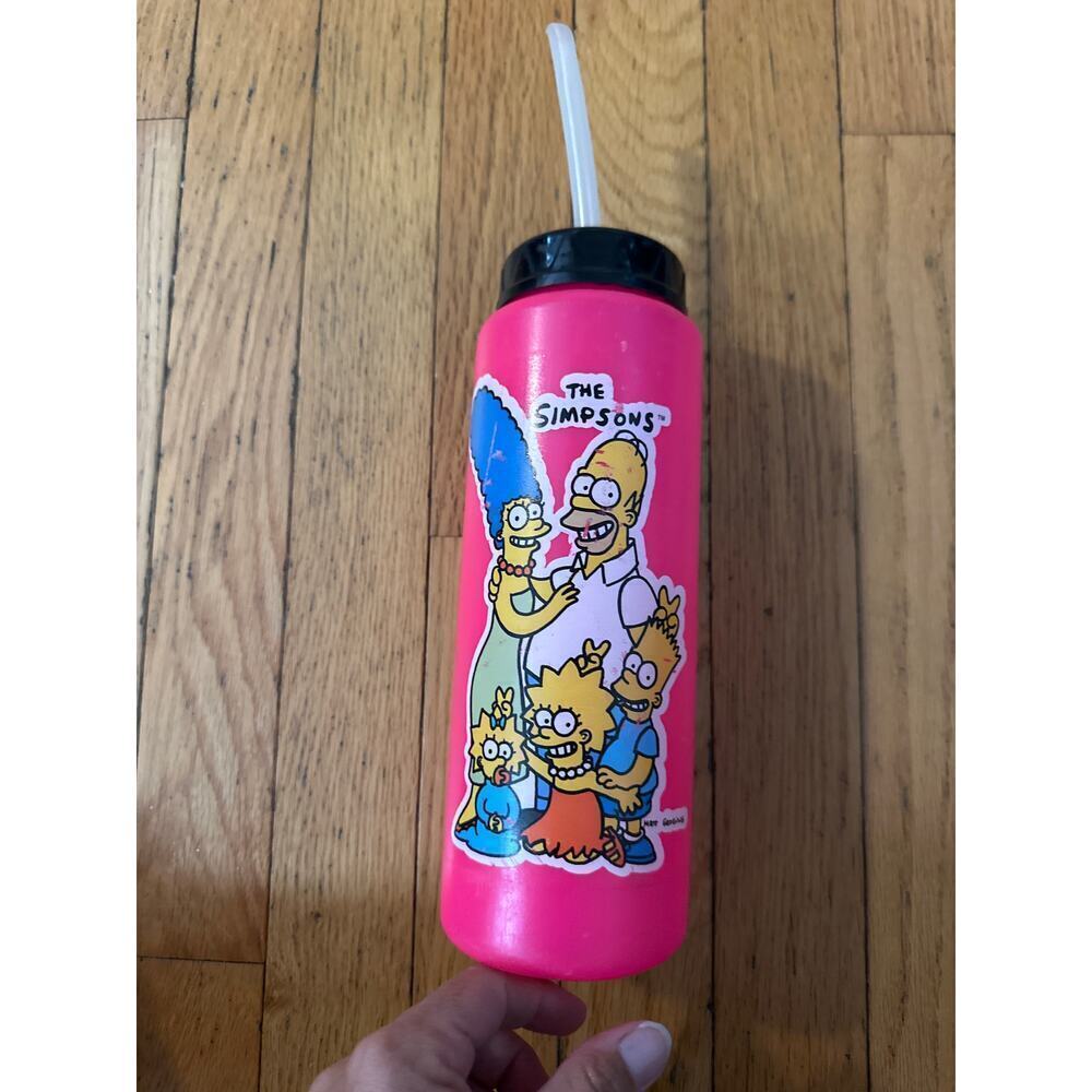 Vintage 90’s The Simpsons Pink Water Bottle - Picture 2 of 2